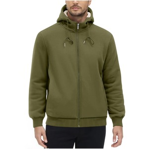 HISHY APPAREL <b>Men's</b> Black <b>Fleece</b> <b>Jacket</b> Full Zip Sherpa <b>Lined</b> Casual Autumn Wear Regular Fit Windproof Outerwear Stand Collar - Product Image 3