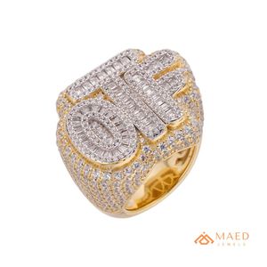 <b>Mens</b> Gold Tone Moissanite Letter <b>Ring</b> Luxury Hip Hop Statement Jewelry <b>for</b> Wedding Engagement Gift Stylish - Product Image 1