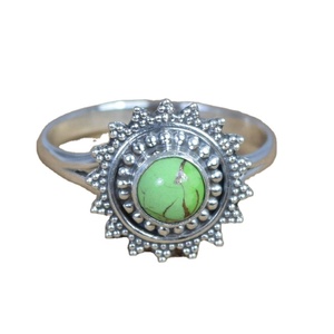 ARTS JEWELS Natural Stone Fancy Rose Gold Plated 925 Sterling Silver Children's Claw Setting Green Copper <b>Turquoise</b> <b>Ring</b> - Product Image 1