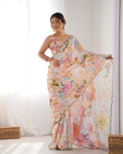 Dupatta en Chiffon Lourd Imprimé Floral pour Femme, Style Indien et Pakistanais Traditionnel, Tenue Décontractée Longue et Ample, Style Estival - Product Image 5