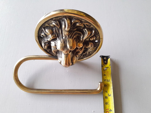 Porte-papier toilette en laiton style masque de lion, support mural décoratif en laiton massif pour rouleau de papier toilette - Product Image 4