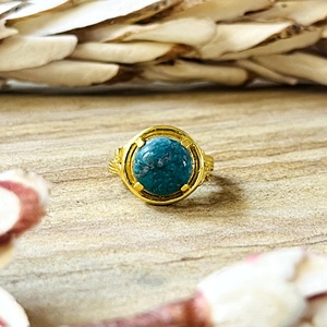New Arrival <b>Turquoise</b> Gold <b>Ring</b> Boho Brass <b>Rings</b> For Women 18k Plated Ethnic Bands Geometric Jewelry for Wholesale/OEM/ODM - Product Image 4