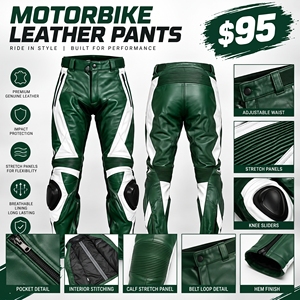 Biker Motorcycle <b>Leather</b> <b>Trousers</b> Pants Protective Moto Biker <b>Leather</b> Pants Heavy Duty Motorcycle <b>Leather</b> Pants <b>Men</b> Women - Product Image 4