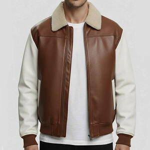 Vestes en cuir véritable pour hommes, en peau d'agneau véritable cirée, noires, à capuche, style bomber, avec capuche amovible, veste d'hiver pour hommes - Product Image 1