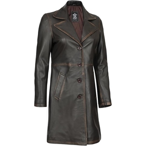 Abrigo Largo Clásico de Cuero Genuino para Mujer – Chaqueta Larga de Moda Premium - Product Image 3