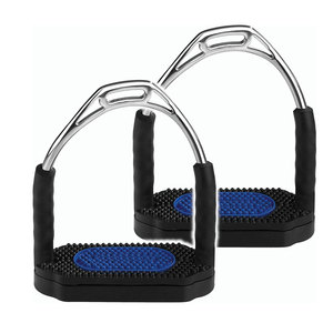 อานม้าสแตนเลสสีดำพร้อมแผ่นยางสีน้ำเงินและหมุดโลหะสำหรับขี่ม้า - Product Image 1
