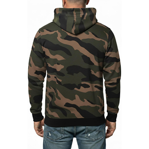 Sweat à capuche surdimensionné pour homme en coton biologique de haute qualité, doublé polaire, motif camouflage, avec poche kangourou, logo personnalisé, pour l'hiver - Product Image 2