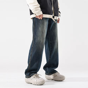 Custom <b>Men</b> Outfit Baggy Fit Dark Blue <b>Jeans</b> Pants Medium Blue Denim <b>Jeans</b> <b>Men's</b> Slim Fit Pants Distressed Wash Comfortable Trend - Product Image 6
