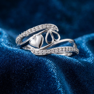 Bague de promesse en diamant cultivé en laboratoire en forme de cœur |   Or rose 14 carats |   Bande de déviation des ondes |   Bijoux minimalistes durables et délicats |   Engagement - Product Image 6