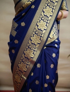 Sari en soie pure Kanjivaram brodé traditionnel KV - Réversible, infroissable, séchage rapide pour les occasions festives - Product Image 5
