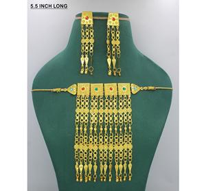 Ensemble de bijoux collier et boucles d'oreilles plaqué or en laiton pur de haute qualité, design de collier de Dubaï, Emirats arabes unis - Product Image 6