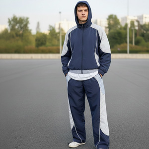Custom Clothing Windbreaker <b>Jacket</b> and Nylon <b>Track</b> Pants Detachable Zip up Nylon Sweatsuit Set <b>Men</b> Windbreaker Tracksuit - Product Image 4