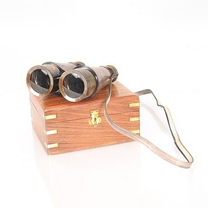 Binocular w leather overlay in <b>wood</b> <b>box</b> - Product Image 6