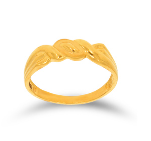 Anillo de Oro Amarillo de 18K Inspirado en la Naturaleza, Diseño Floral de Tres Hojas, Banda Curva Fluida, Joyería Fina Minimalista y Elegante para Hombre - Product Image 1