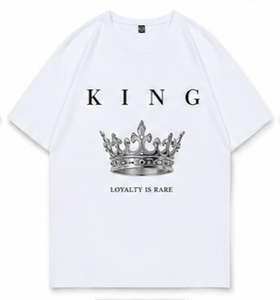 King Chess Piece Printed Men's Oversized Short Sleeve T-Shirt Casual O-Neck Jersey Cotton <b>White</b> - Product Image 3