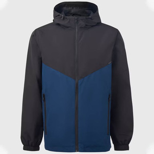 Chaqueta Deportiva con Capucha para Hombre, Diseño Color Block Negro y Azul, Cierre de Cremallera, Estilo Casual, Poliéster, Ropa de Otoño - Product Image 6