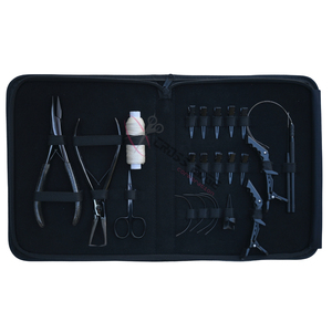 New Black Hair Extension Tools Kit with 7 Inch Flat <b>Beads</b> Crimping Plier <b>Beads</b> Closing Removal Plier Mini Scissor Wig <b>Threads</b> - Product Image 1