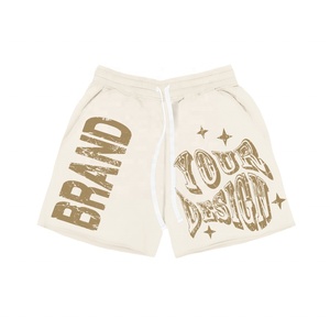Nouveaux shorts de jogging pour hommes, personnalisés avec logo en strass, style streetwear vintage, coupe oversize, effet délavé soleil et délavé à l'acide, brodés - Product Image 1
