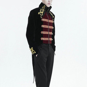 Men Black Vintage <b>Gothic</b> Embroidery Party Gold Tailcoat <b>Jackets</b> Fashion Top Sell 2026 - Product Image 2