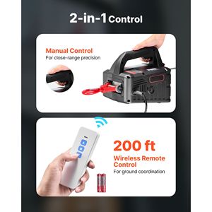 Argano Elettrico Portatile da 1100 Libbre (5000 kg) con Motore da 1500W, Altezza di Sollevamento 7,6 m (25 ft), Velocità 16,4 ft/min, Funzione Manuale 2:1 e Capacità di Carico di 12000 libbre (5500 kg) - Product Image 4