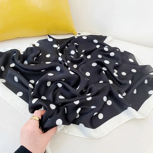 Foulard en satin de soie imprimé à pois 70*70cm pour femme, petit châle, foulard pour cheveux, foulard pour sac, accessoires de mode féminins - Product Image 5