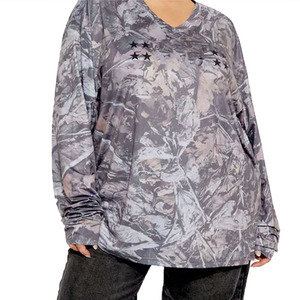 Maillot de football américain unisexe à manches longues, coupe ample, col en V, imprimé camouflage gris, vêtement de sport, faible MOQ, personnalisable OEM - Product Image 3