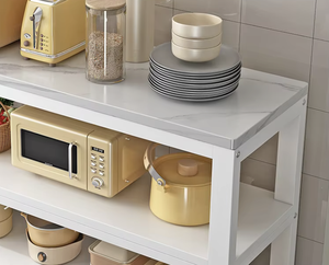 Estante de Almacenamiento de Cocina Moderno de Varias Capas OEM/ODM, Cesta Ajustable de Metal para Frutas y Verduras, Organizador de Pie, Gris Blanco - Product Image 2