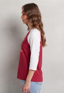 T-shirt Raglan Personnalisé Imprimé pour Femme, Manches 3/4, Col Rond, Décontracté, 100% Coton Jersey, avec Logo sur le Devant - Product Image 4