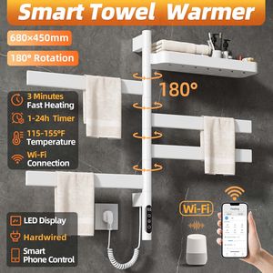 SIOYIE Porte-serviettes électrique mural intelligent, sèche-serviettes chauffant rotatif avec barres pivotantes et minuterie intelligente pour salle de bain - Product Image 2