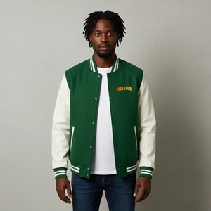 Blouson universitaire pour homme en toile 100 % laine, coupe décontractée, épaules tombantes, bicolore, avec logo personnalisé imprimé, idéal pour l'hiver – Vente en gros - Product Image 4