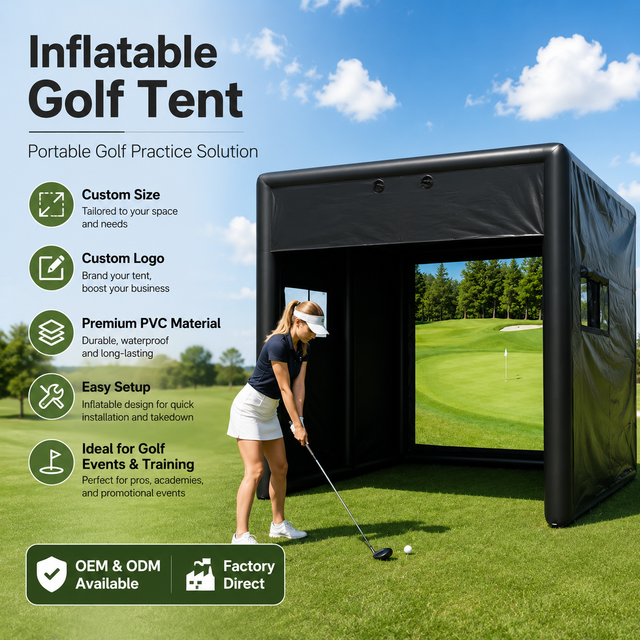 Commercial Portable PVC Waterproof Durable Golf Simulator Impact Screen Outdoor Inflatable Tent for Rental Business
