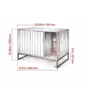 Luxury Rectangle <b>Cat</b> Litter <b>Boxes</b> Large Capacity Eco-Friendly Wooden Cabinet for Living Room PC Material - Product Image 2
