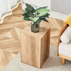 Tavolino moderno in MDF con Texture in legno chiaro e liscio Design elegante 12*12*19.6-elevare il tuo spazio vitale - Product Image 1