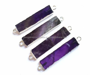 <b>Cushion</b> Cut & Trillion Gemstone 27x13mm Size Faceted Earring Pendant Connector Trendy 925 Sterling Silver Gold Plated Jewelry - Product Image 3