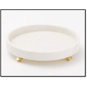 Round <b>Marble</b> Storage Tray With Brass Feet Minimalist Design Indoor Tabletop Decor Living Room Accessory - Product Image 3