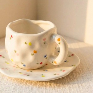 แก้วเซรามิกทำมือลายน่ารักสีเขียวพร้อมถาดสำหรับดื่มน้ำชายามบ่าย - Product Image 2