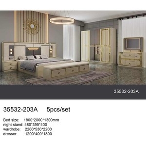 Modern Bedroom Set 35532-120A <b>Queen</b> <b>Size</b> Wood Furniture With Lighted Headboard And Mirror Wardrobe - Product Image 4