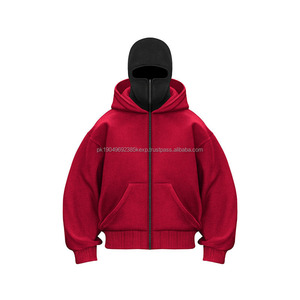 Pull à capuche tendance automne-hiver, double capuche, masque ninja, cagoule brodée, vêtements d'extérieur pour hommes et femmes, couleur unie, nouveau design - Product Image 2