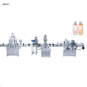cooking oil filling wet glue labeling liquid and sealing sauce production line pot pure water machine