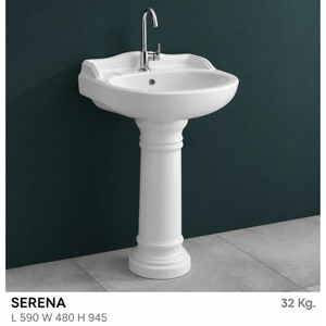 Lavabo sur pied ovale traditionnel pour salle de bain, certifié NSF, avec robinet à levier monotrou, finition polie brillante - Product Image 4