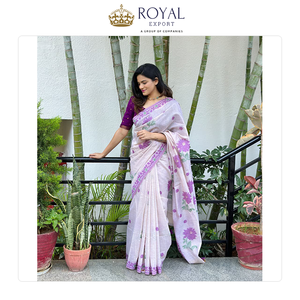 Lo Último en Moda de la India: Saree de Algodón Muga Suave de Primera Calidad con Blusa en Contraste, Estilo Bollywood, en Venta - Product Image 2