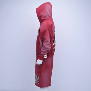 Ensemble de survêtement à capuche rouge avec lettres appliquées, décontracté, éco-responsable, streetwear, short et sweat à capuche unisexe pour adulte, collection automne - Product Image 3