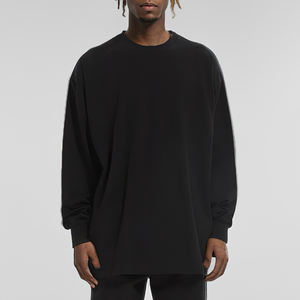 T-shirts décontractés à logo personnalisé, t-shirts à manches longues en tissu épais pour hommes, t-shirts à manches longues surdimensionnés - Product Image 2