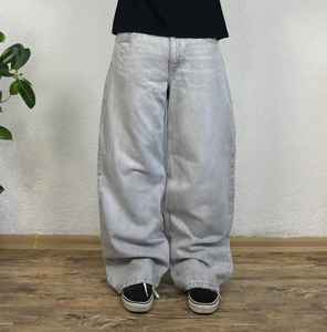 Jeans en denim streetwear d'hiver personnalisés pour femmes et hommes - Coupe ample et droite, style oversize, délavé, tendance - Product Image 2