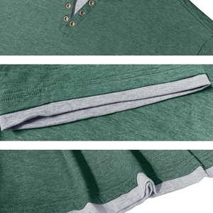 Camiseta Henley para Hombre, Manga Corta, Mezcla de Algodón, Jersey Transpirable, Corte Regular, Informal, para Verano - Product Image 6