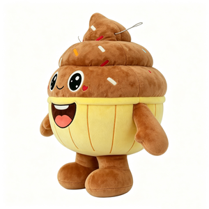 Peluche de cupcake personalizado con envoltura amarilla y glaseado de chocolate, cupcake de dibujos animados con brazos y piernas, peluche de cupcake con glaseado de chocolate - Product Image 5