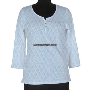 Hand Block Printed Cotton Kurti Dress Ethnic Casual Wear Indian Kurti For Women Hand Block Printed Kurti - Indian Designers - Product Image 1