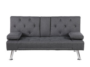 Nouveauté : Canapé-lit convertible en lin capitonné avec 2 porte-gobelets cachés et <span class=keywords><strong>3</strong></span> angles réglables, idéal pour le bureau ou le salon - Product Image 1