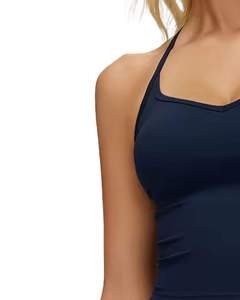 Custom Women Navy Blue Black Contrast Sports <b>Bra</b> And High Waist Leggings Set <b>Stretch</b> Yoga Fitness Gym Wear Custom OEM Wholesale - Product Image 4