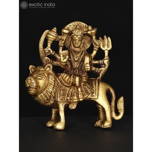 Exótica Escultura de Latón de la Diosa Sherawali de la India, Pequeña, de 3 Pulgadas - Product Image 3